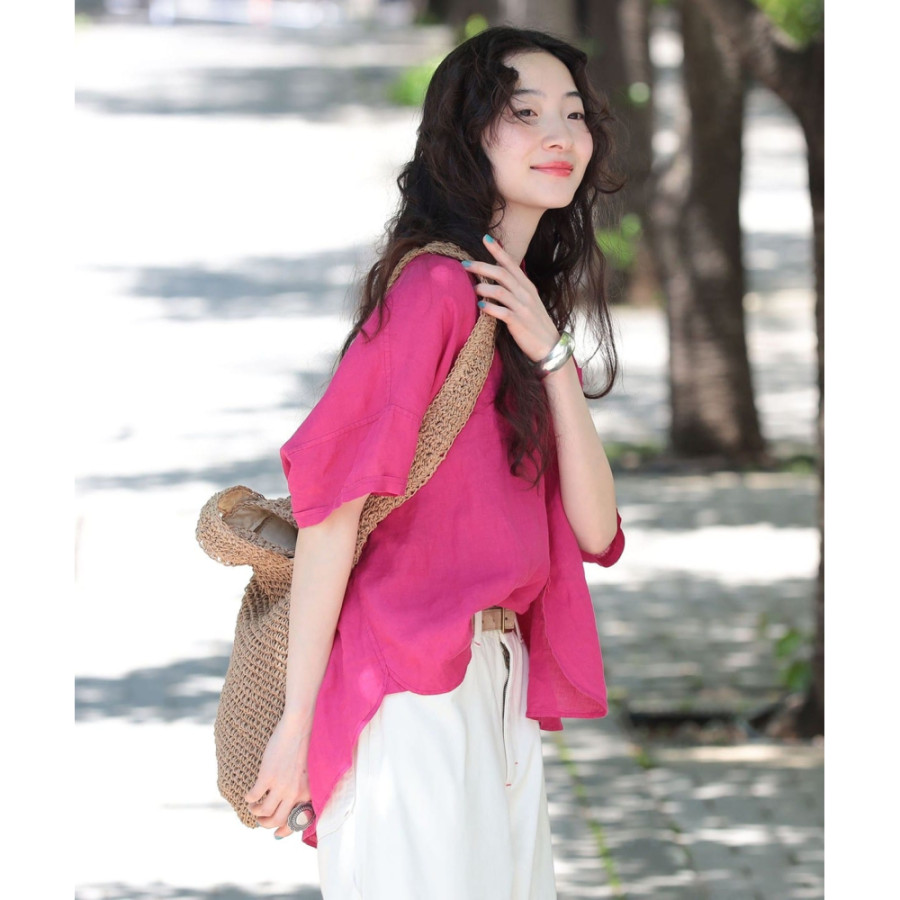 빔즈 보이 린넨 솔리드 스탠드 칼라 셔츠 3컬러 13-01-0134-803