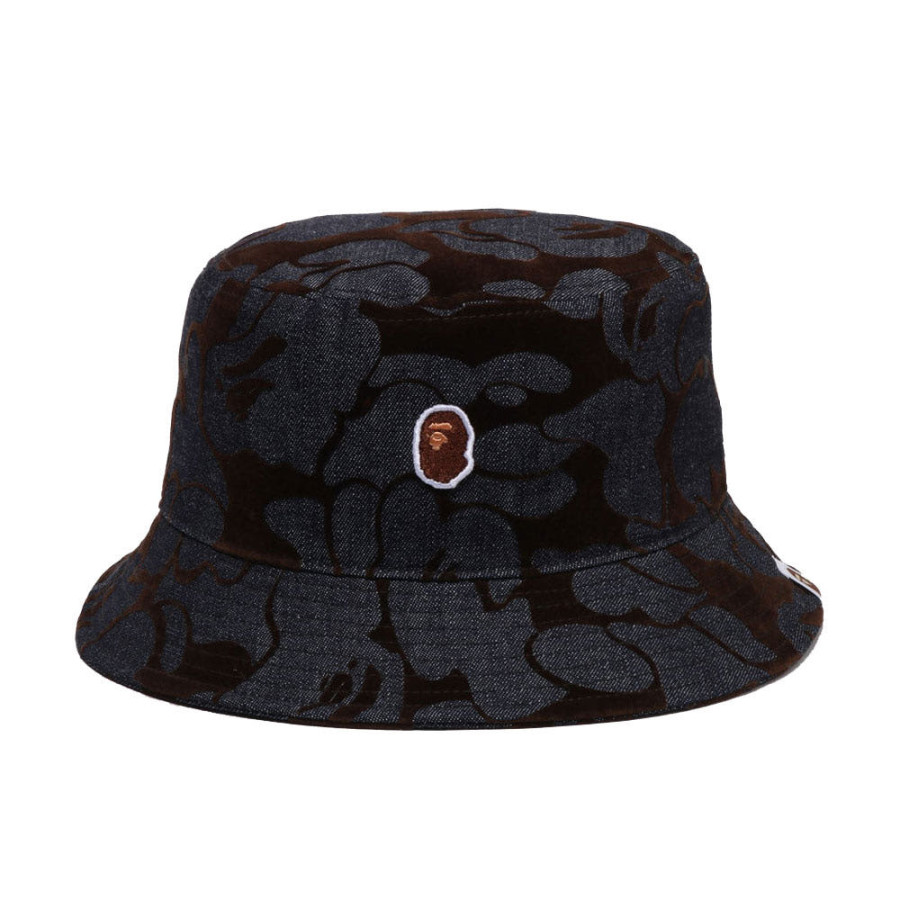 베이프 카모 플로크 데님 원 포인트 버킷햇 1L80181012