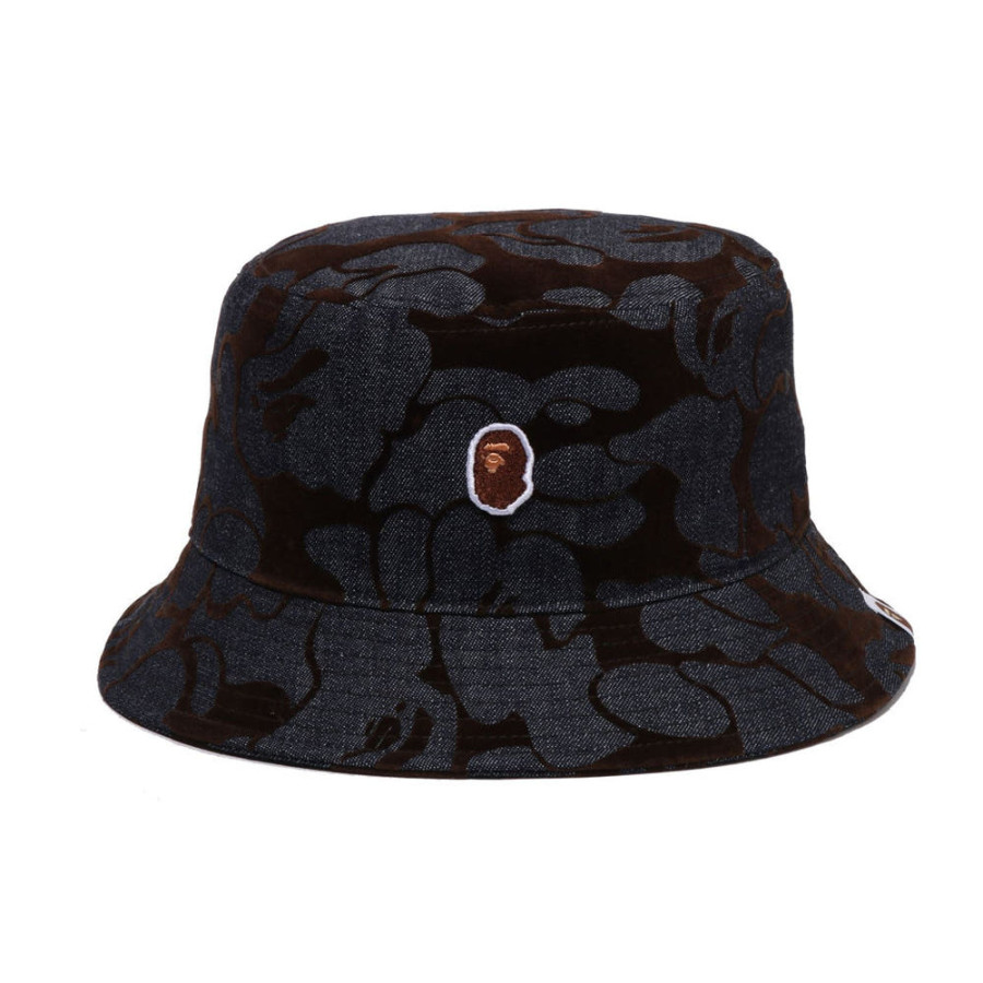 베이프 카모 플로크 데님 원 포인트 버킷햇 1L80181012